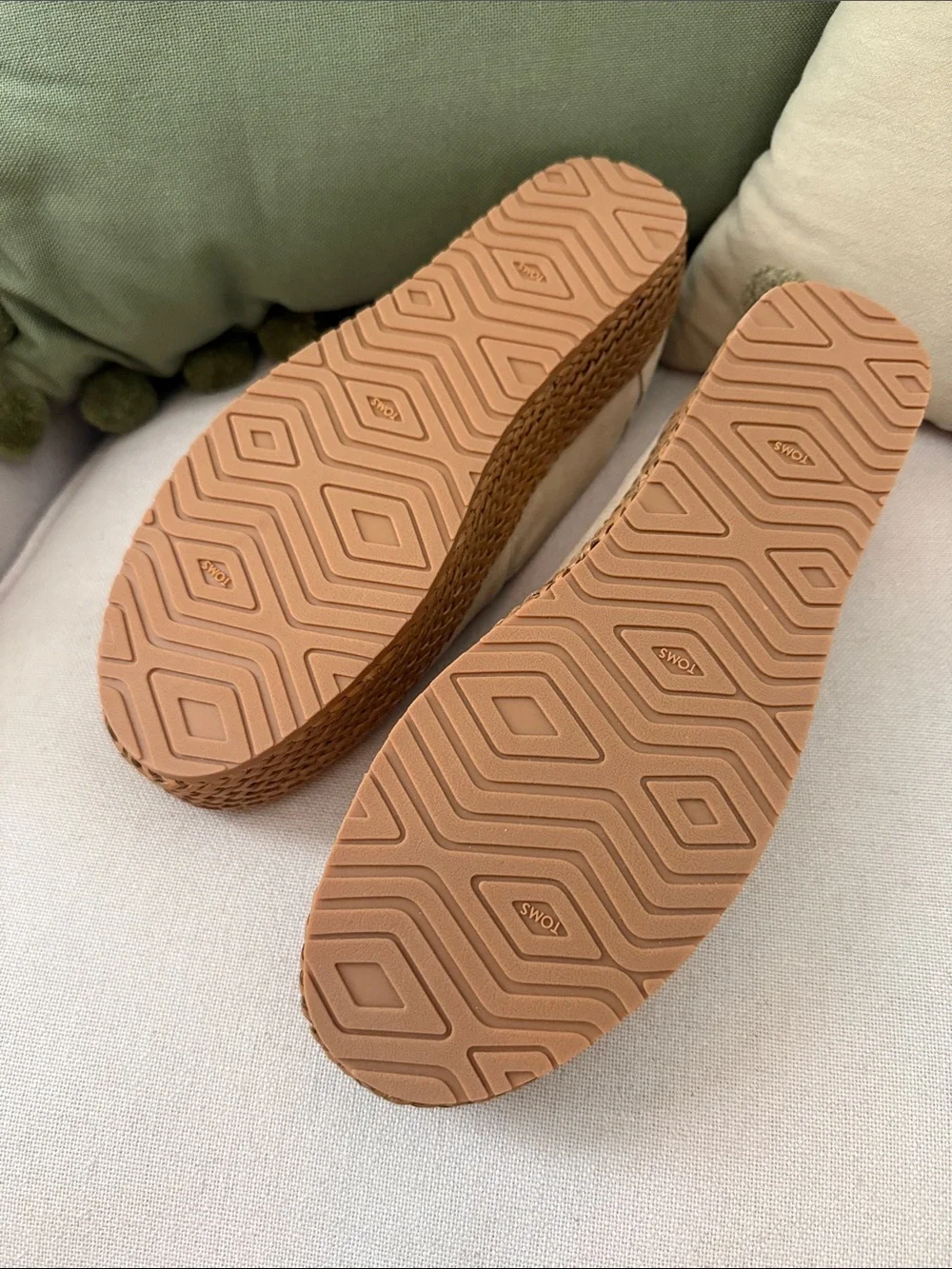 TOMS Beige Suede Platform Espadrille Slip-On